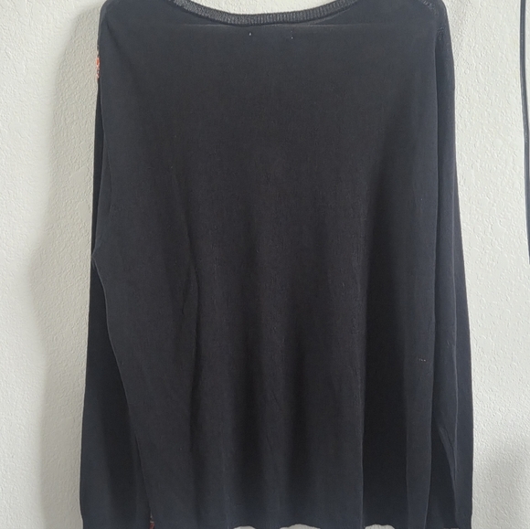 Women's Johnny Was Cashmere & Silk Long Sleeve Floral Black Pullover Top Blouse - Picture 4 of 7